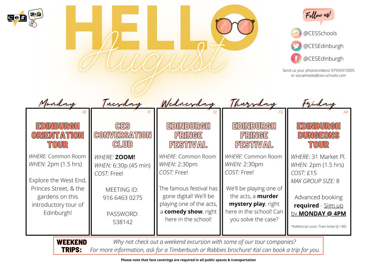 CESschools's tweet photo. We've got some exciting things happening at @CESEdinburgh and #CESWorthing! Check out the latest social programmes! ✨🥳☀️ https://t.co/PWCM2z5ieP