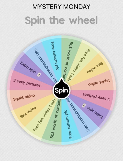 MYSTERY MONDAY!!! It&rsquo;s time to SPIN THE WHEEL!! EVERY SPIN WINS!!   BONUS - Tip $25 TOTAL &amp; I&rsquo;ll send<a href="/tag/nieuweprofielfoto"class="tags"><span>#nieuweprofielfoto</span></a>