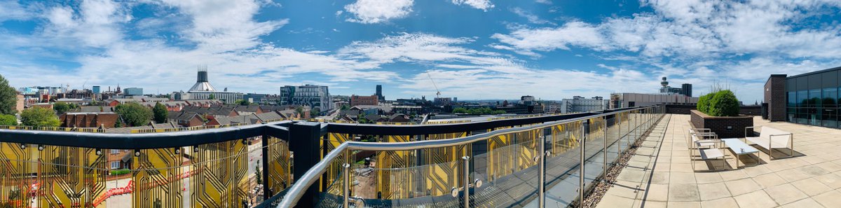 Lovely view in the sun around #Liverpool from the roof terrace of our R&amp;D office at <a href="/SensorCityUK/">Sensor City</a>