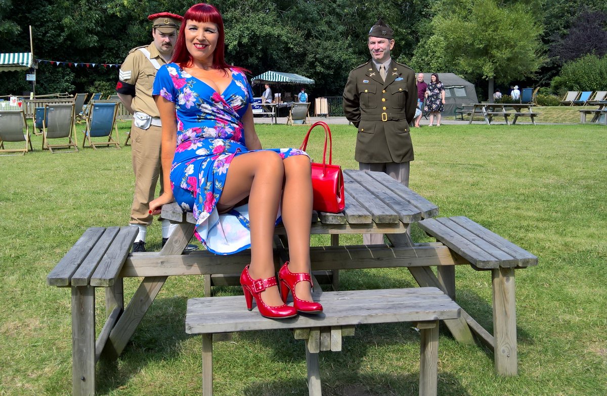 BettieHayward's tweet photo. Having fun at the Black Country Living Museum over the weekend. I absolutely love this place. I'd just like to say a big thank you to the staff at Travelodge &amp; BCLM in these difficult times x #NaughtyBettie #Pinup #stockings #MondayMotivation #nylons #vintage #barelegged #1940s https://t.co/7iTBOVREHb