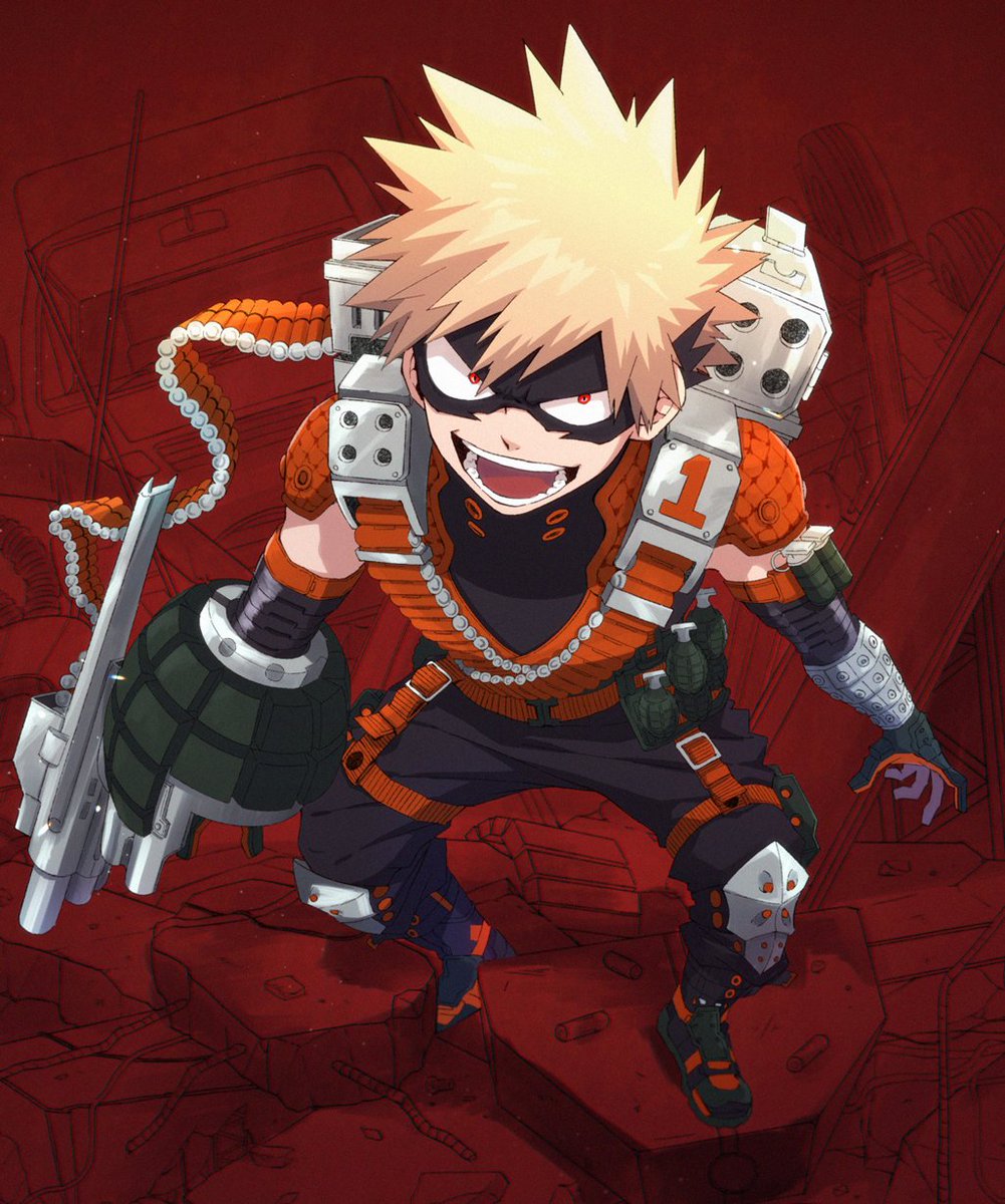 bakugou katsuki grenade 1boy male focus spiked hair blonde hair explosive solo  illustration images