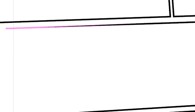 コマレイヤーそのものは触りたくない場合は上からクリッピングしたベクターレイヤーに直接斜めに描くのが最適解だなほんと話が早いわ(今ピンクで見えてるのがホワイト部分)(ベクターなので角度や長さはいくらでも調整可能) 
