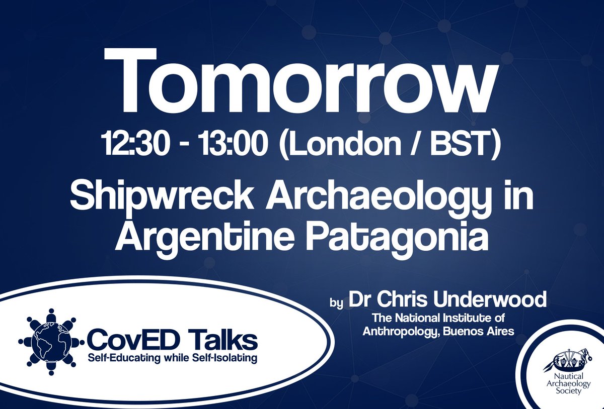 Will you be joining us for our final #CovEDTalk tomorrow? 

Join Dr Chris Underwood tomorrow to discover the fascinating work of the underwater/coastal heritage research team based in the National Institute of Anthropology, Buenos Aires

Register free: nauticalarchaeologysociety.org/coved-talks-we…