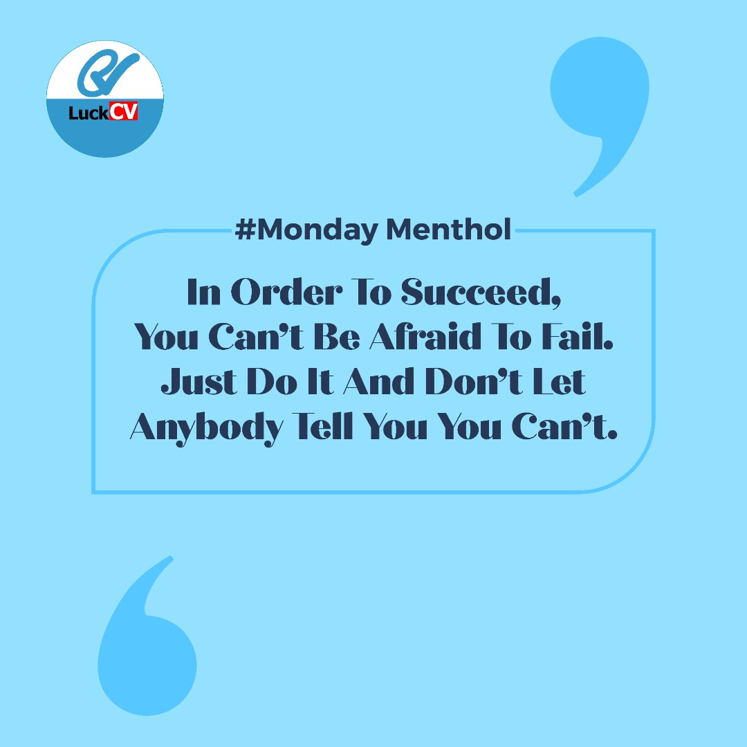 LuckCVCH's tweet photo. In order to Succeed, you must be fearlessπͺ. Set your eyes on success and reach for it. #MondayMenthol #Luckcv #CvHub https://t.co/SIHORBLoLu
