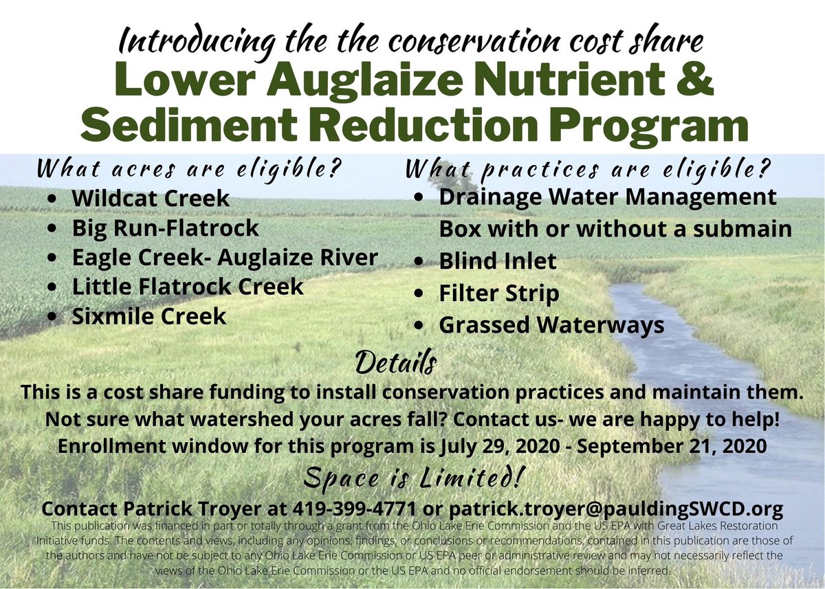 PauldingSWCD's tweet image. If you want to install a conservation practice on your acres - we may be able to help! Contact us for more!
Patrick.Troyer@PauldingSWCD.org