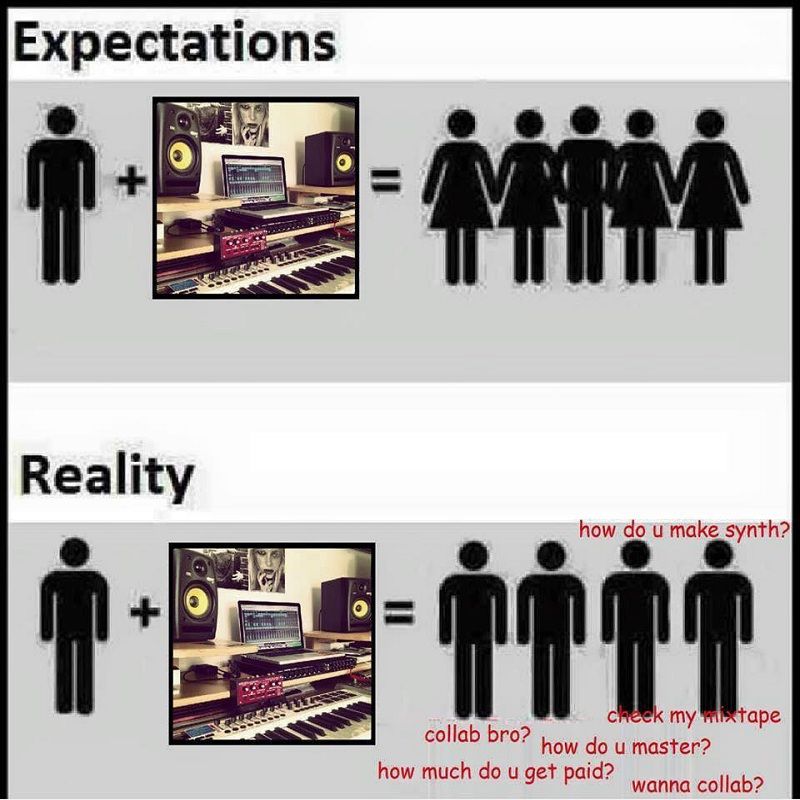 LoopSamplePacks's tweet image. Expectations vs Reality. Who agrees?

#producer #producermeme #producermemes #music #musicproducer #studio #flstudio #kits #sample #samples #vst #vsts #logic #composer #kit