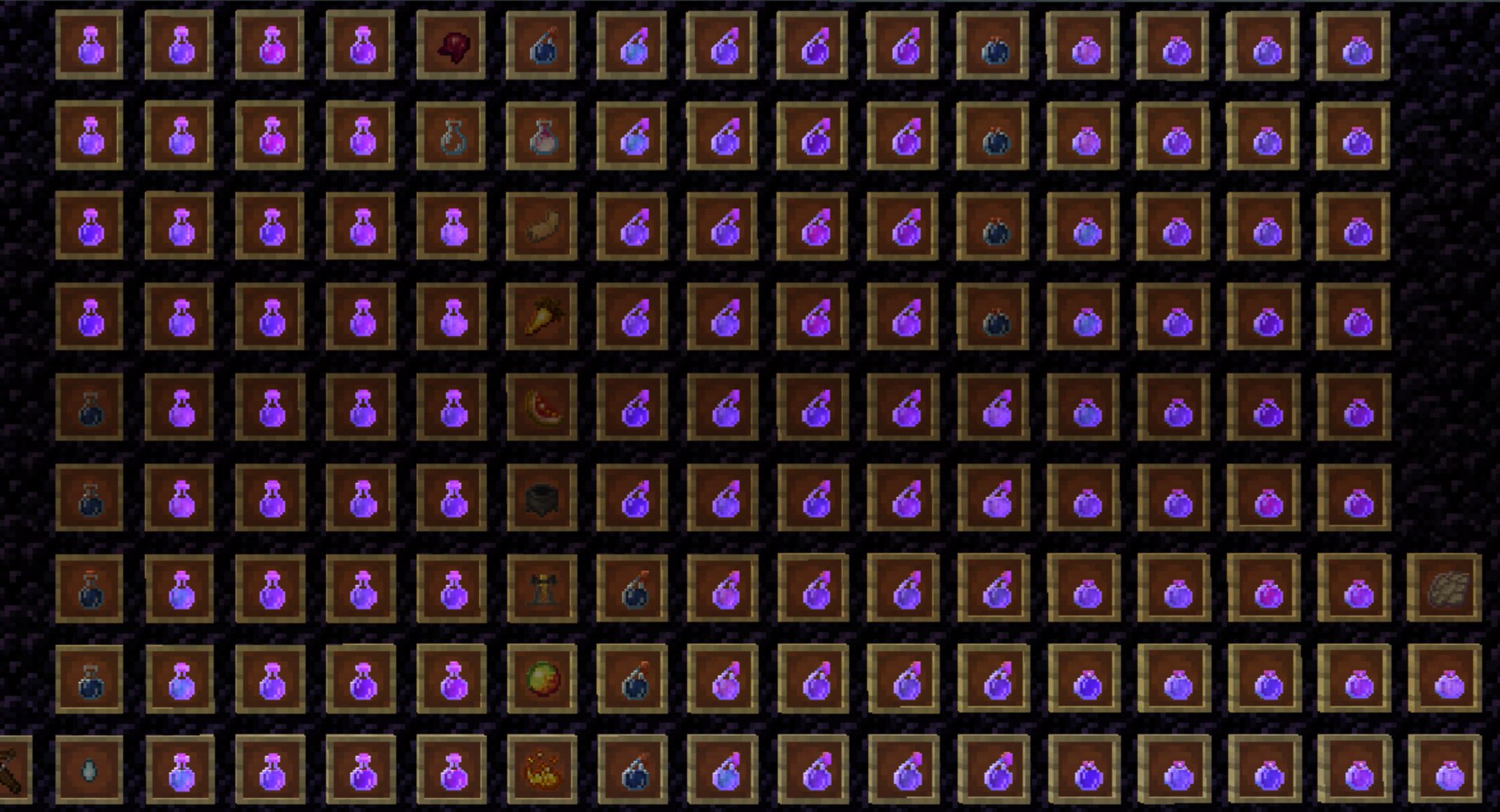 Pixlriffs I Really Think The Default Enchantment Glow Needs To Change At Some Point In Minecraft S Future I Can T See The Difference Between Two Thirds Of These Potions Hovering Them