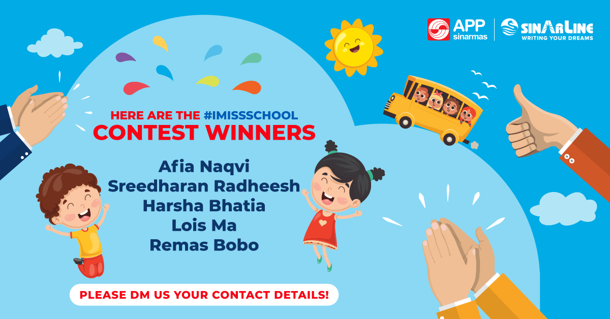 APPSinarline's tweet photo. We had received some memorable & interesting entries for our #IMissSchool contest and are happy to announce the winners today. 🥁
Thank you all for the overwhelming response to this activity, as always! 😀
#ContestWinners #Sinarline #AsiaPulpPaper #APP #UAE https://t.co/PhySL6W5hd