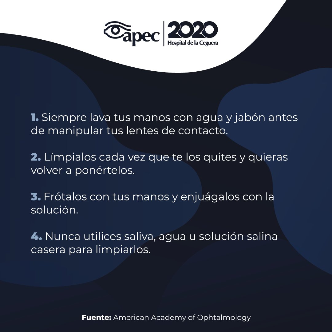 HospitalApec's tweet photo. Para evitar infecciones al utilizar lentes de contacto, sigue estas indicaciones.
En APEC nos preocupamos por tu salud visual.
#APEC2020 #HospitalAPEC #Limpieza #Infecciones #Medicina #Hospital #Óptica #Salud #SaudVisual #Ojo #Ojos https://t.co/xmLv9kIu0V