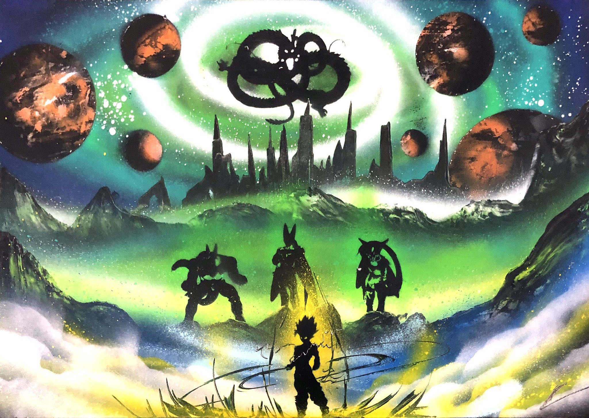 Nathan Salmon Spray Paint Art on Twitter "So hot DBZ take.... Cell’s