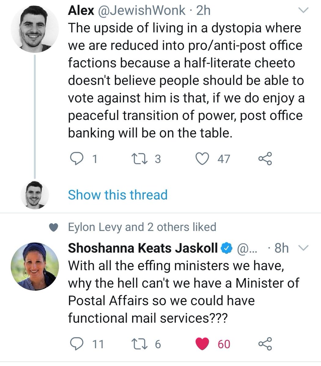 LahavHarkov's tweet photo. I'm just going to read post office tweets in order to avoid shouting into the abyss about how close we are to a fourth election in a year and a half https://t.co/940NBKpCwS