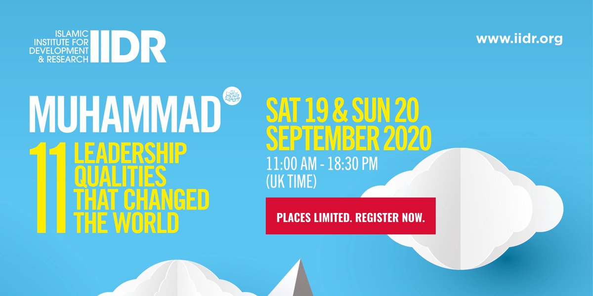 IIDR_Live's tweet photo. For the first time since the publication of the book, IIDR brings you this weekend course to enrich your understanding of leadership from the life of Prophet Muhammad (s).

Limited places. Sign up for the course now: https://t.co/YdkYJeY74h

#Prophet #Muhammad #leadership #IIDR https://t.co/J3I4zRgceG
