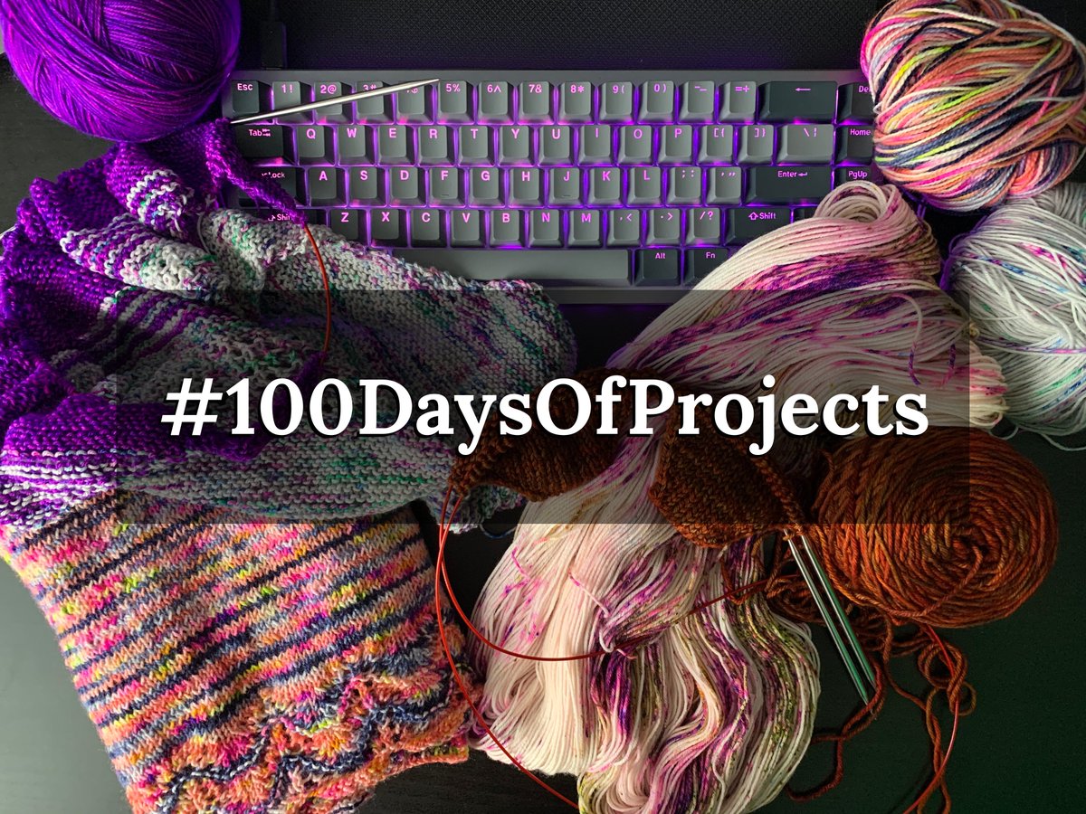 Okay, I've decided! I'm joining  #100DaysOfProjects.  My free time is almost always spent knitting or coding, so those two will be the bulk of my posts. This tweet will be the start of a thread and I'll add a tweet for each day!(keyboard is the drop alt, btw)