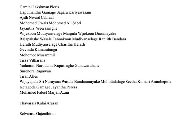 ranganashamil's tweet photo. The Election Commission has gazetted 19 names of Sri Lanka Podujana Peramuna, Illankai Tamil Arasu Kachchi and Akila Ilankai Thamil Congress National List representatives elected to Parliament.
#SriLanka #lka #LKAParliament #lkaelection2020 #SriLankaElections2020 https://t.co/WmfAuaK2d2