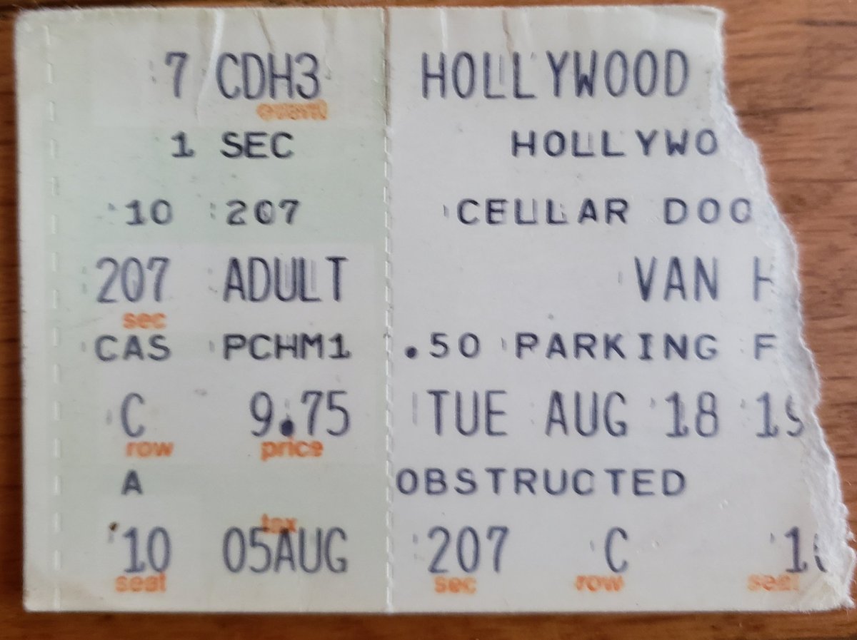 akoren's tweet photo. @Roth_Army @VanHalen Thanks for posting this ticket.  I was at the show at the Hollywood (FL) Sportatorium just over a year later in 1981.  Here is my ticket from that unforgettable night. $9.75 far from the stage but definitely not "Obstructed"! https://t.co/am9qhi8lOD