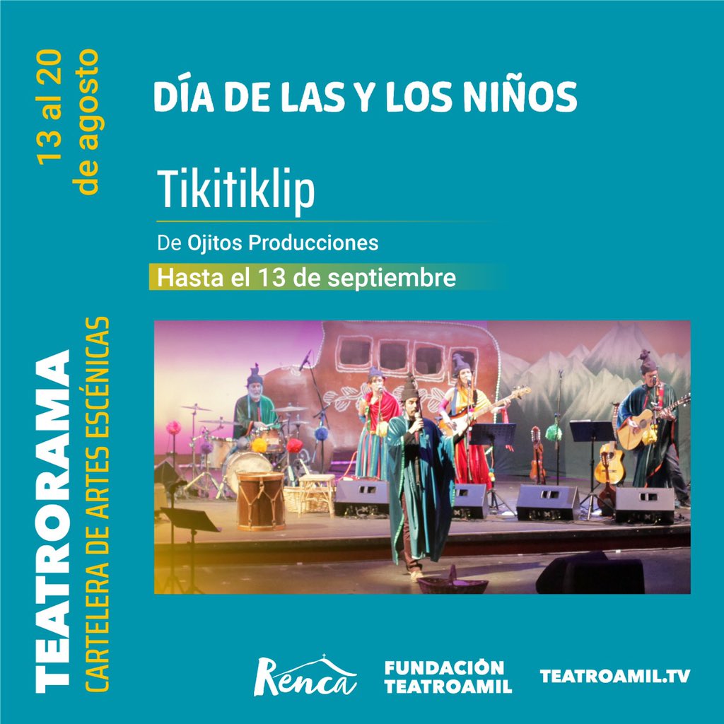 CulturaRenca's tweet photo. ¡Seguimos en #AgostoInteractivo! Esta vez junto @fundteatroamil los invitamos a ser parte de la programación gratuita para niñas y niños, disponible en https://t.co/R7rbRmS9SS
#QuédateEnCasa
#RencaEnCuarentena
#Teatrorama
#Fuerzajoven
@Muni_Renca
@cn_castro https://t.co/iaRSQ3G21U