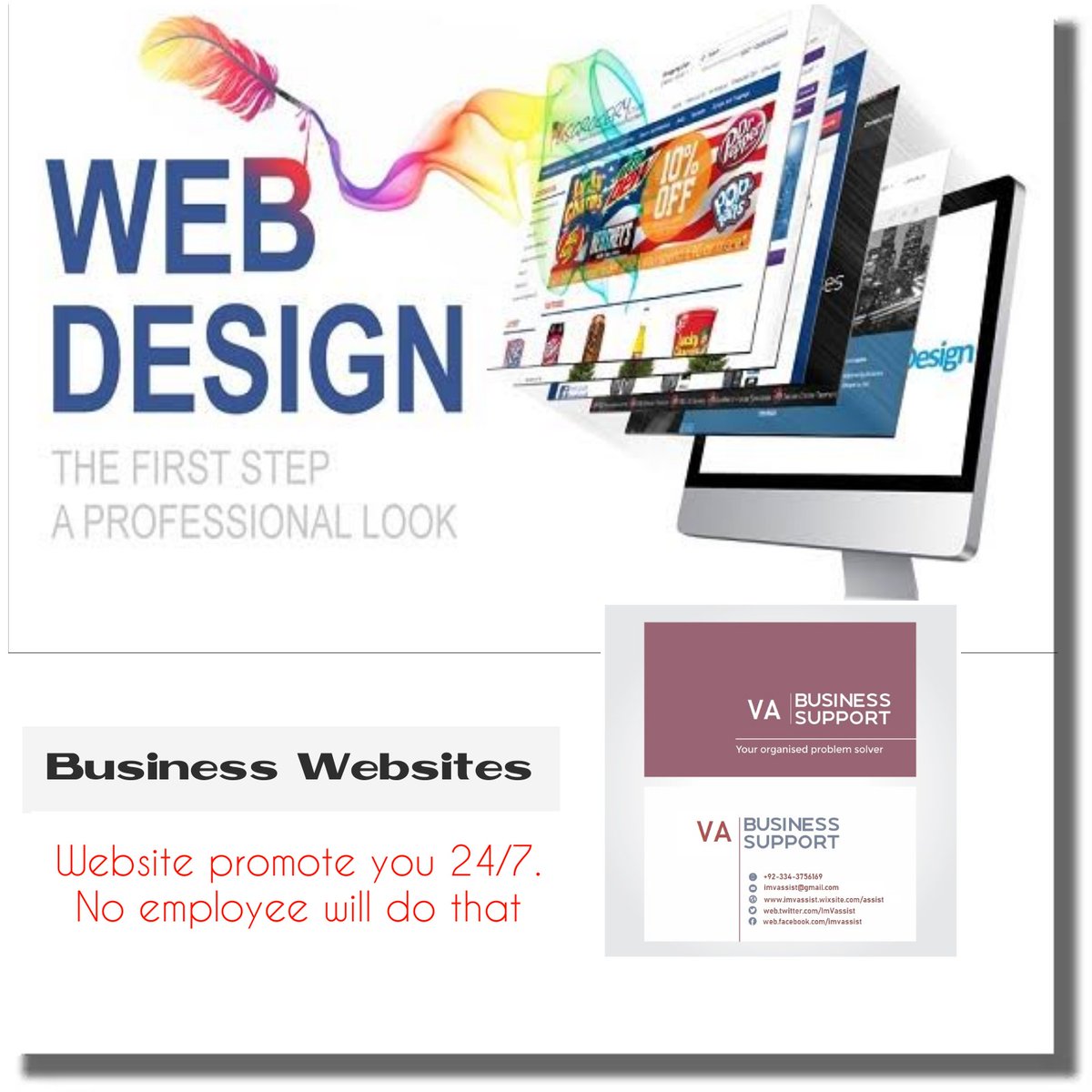 ImVAssist's tweet image. “The secret of a high-ranking website is not its colors but its content. For customers, a website is an ‘always open’ workplace of your business.” #WebsiteDesigning #WithoutCoding
