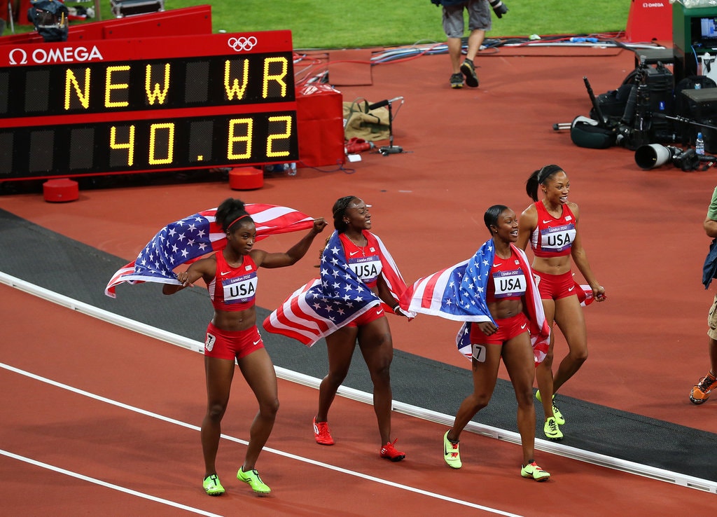 6torodz's tweet photo. Happy #worldrecordversary, @tibartoletta, @CarmelitaJeter, @allysonfelix, @MsBiancaAK!!!
#TeamUSA
#whatstagger
📸: @nytimes https://t.co/OE4aaR50DW