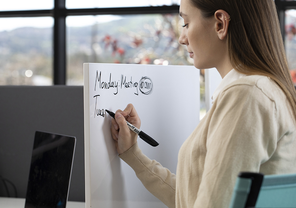 From big idea making to simple note taking, start your week off right with a tool that helps you work. Our Doodle markerboards provide essential privacy as a screen while promoting impactful productivity as a convenient place to write. Learn more: bit.ly/2PGKgSM