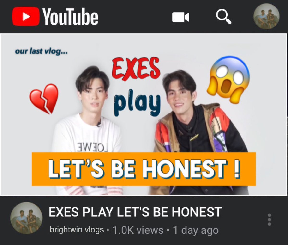  #BRIGHTWIN: EXES PLAY LET’S BE HONEST! [ A THREAD ]