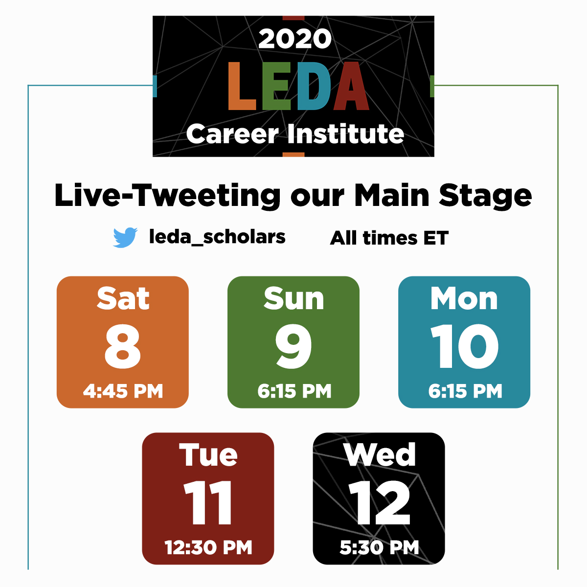 LEDA_Scholars's tweet photo. We are excited to hear from our partners in various industries today! Join us tonight at 6:15 pm (ET) for a live-Tweet of today's Main Stage panel featuring an Executive Leader Conversation w/ Chuck Gray and Ty Gold, moderated by LEDA Board member, @myriadandy. #2020LEDACI https://t.co/IsmU1HNuUo