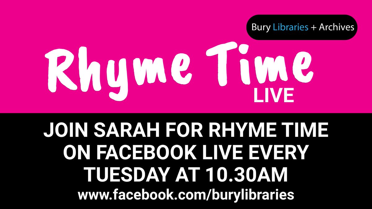 Don't forget, Sarah is back tomorrow with #RhymeTime where your little ones can sing along to traditional nursery rhymes! Tuesday mornings 10.30am live on our Facebook page: facebook.com/burylibraries. 🎶🧸🎶🧸🎶 #LibrariesFromHome