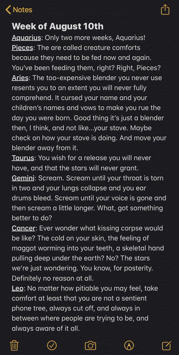 NotesHoroscope's tweet image. Horoscopes: August 10th