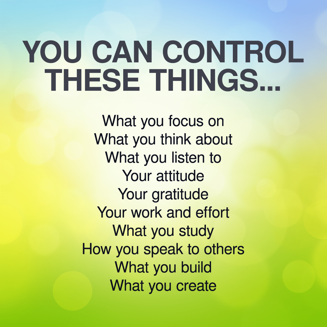 stress_doc's tweet photo. You can control these things
What you focus on
What you think about
What you listen to
Your attitude
Your gratitude
Your work and effort
What you study
How you speak to others
What you build
What you create
--Anonymous
#MondayMotivation https://t.co/Yqq7zLc3fE