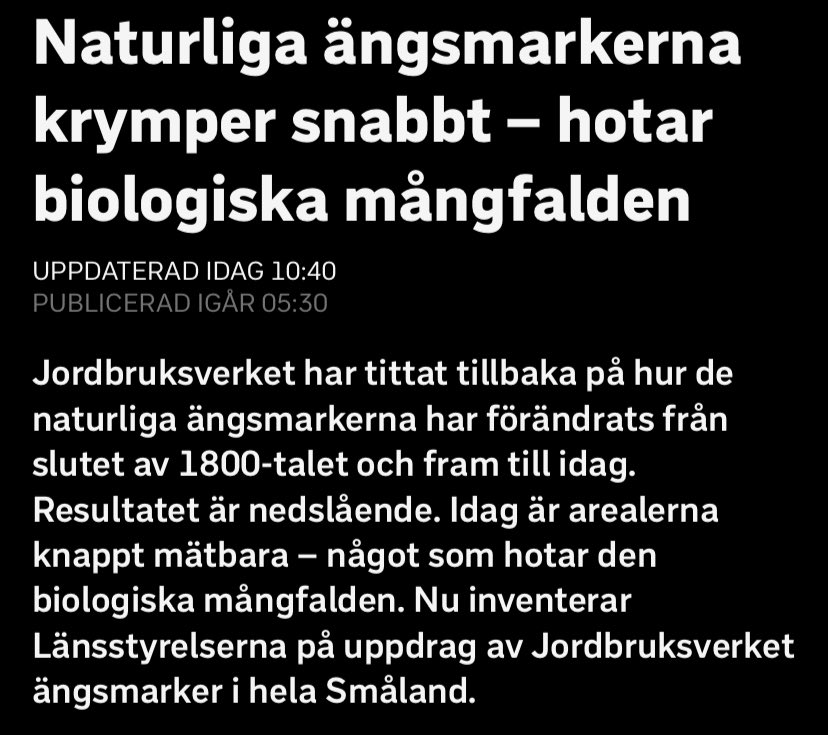 ”Naturlig ängsmark”? – Äng är per definition inte naturligt förekommande, utan mark under mänsklig hävd. En vall (en gröda som odlas på åkermark) är inte en äng. <a href="/svtnyheter/">SVT Nyheter</a>