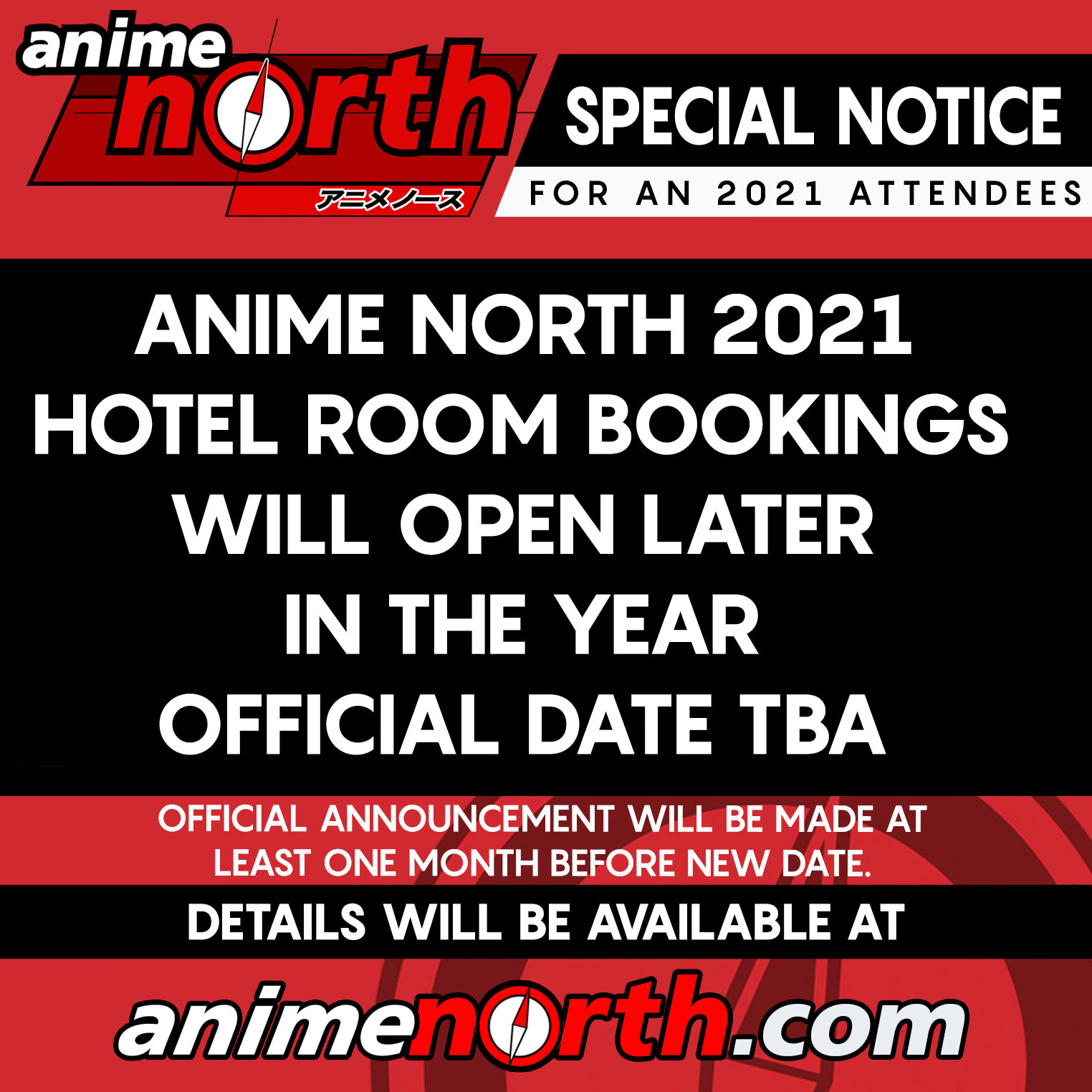 Anime North on Twitter "Hotel room bookings for AnimeNorth2021 will