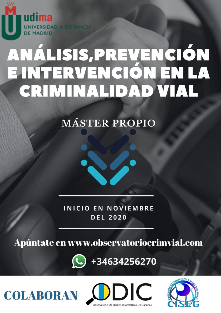 mariacolladot's tweet photo. La Universidad a distancia de Madrid,  @UDIMA, lanza un nuevo MÁSTER EN ANÁLISIS, PREVENCIÓN E INTERVENCIÓN EN LA CRIMINALIDAD VIAL, el próximo curso 2020-2021, totalmente online. 

Preinscripción abierta. 
Más información 👇🏼

https://t.co/xvwpTL9x4r

@CrimVial https://t.co/OTI5DksNq0