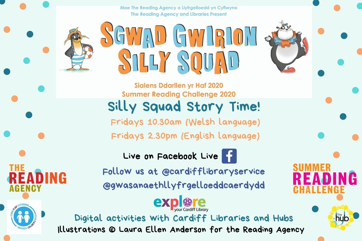 Silly Squad Story Time is happening today! Join us @cdflibraries facebook live at 14:30  #YourCentralLibraryHub #summerreadingchallenge #sillysquad #storytime #stories