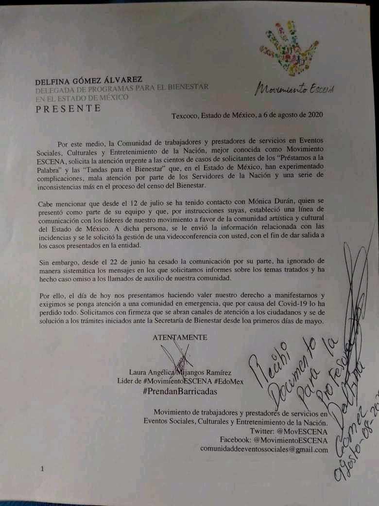 🔻 Necesitamos solución inmediata a las inconsistencias de los servidores de la nación 🔻
@delfinagomeza gracias por recibirnos, quedamos atentos de su pronta respuesta.
@bienestarmx 
#AyudaHoy
#PrendanBarricadas
Somos @MovESCENA