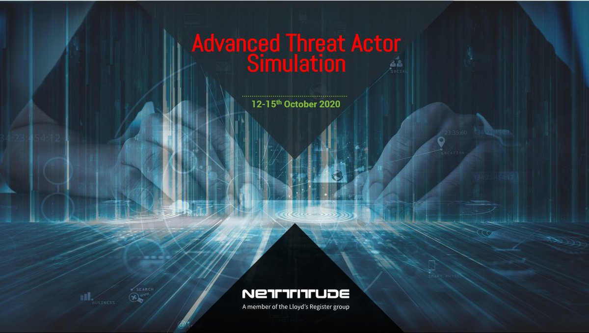 Sign up for our online Advanced Threat Actor Simulation training course with Nettitude's Red Team featuring <a href="/benpturner/">Ben Turner 🇬🇧</a> <a href="/b4ggio_su/">məˈklaʊd</a> and <a href="/BaffledJimmy/">BaffledJimmy</a> October 12th-15th 2020 #RedTeam #Training #Eventbrite eventbrite.com/e/advanced-thr…