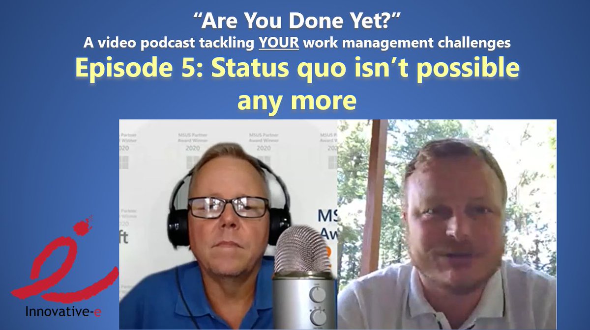 Episode 5 - a special edition episode - of our #podcast 'Are You Done Yet?' is out! Mike & Bryan talk about what our winning the 2020 MSUS Partner Award in #PPM means for our customers, how the status quo is no longer a thing we can count on, and more! youtu.be/7HJX431hVPA