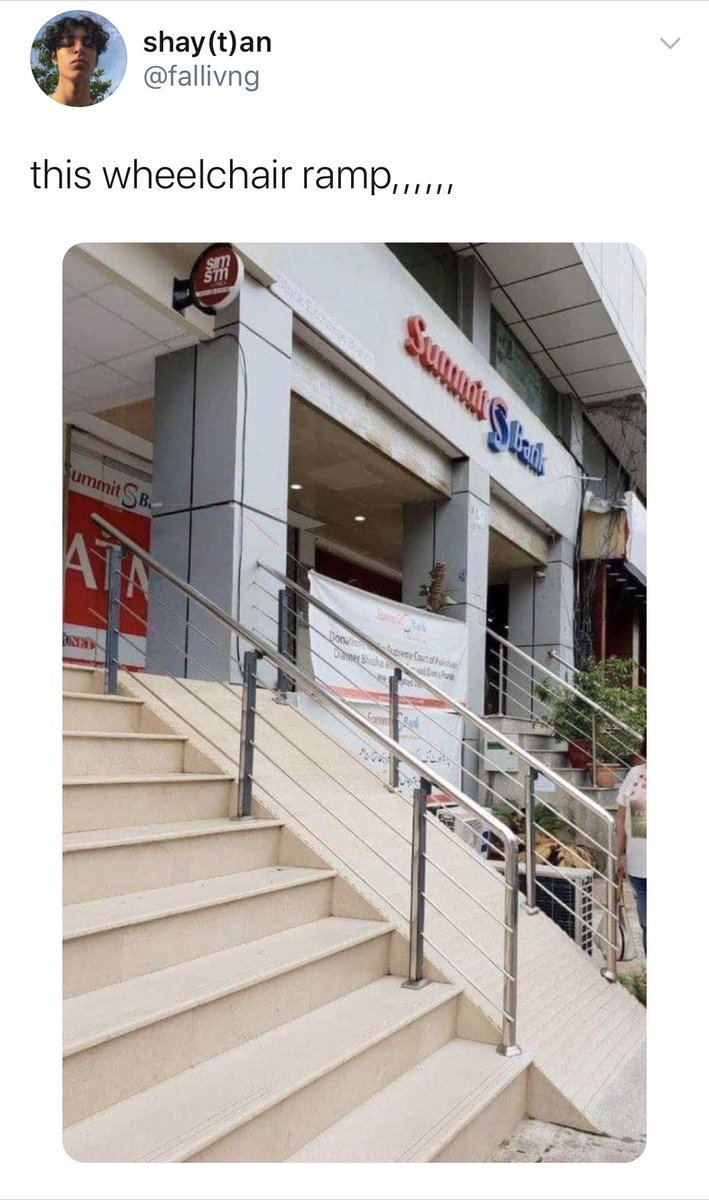 we_are_dots's tweet photo. How accessible are our buildings for differently-abled people? 
The picture tells another story ... 
#inclusivepakistan #accessibility #differentlyabled https://t.co/ibvEQgjL1l