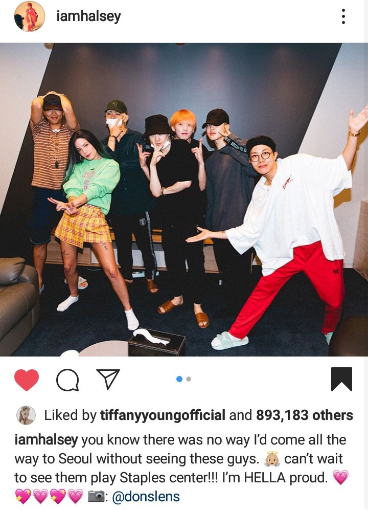 Tiffany liked Halsey post when she meets BTS in Seoul + BTS wearing Dior outfits and winning an awards @ 2018 Soribada Best K-Music Awards 