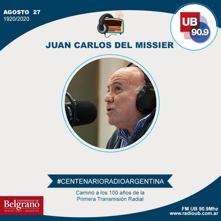 FMUB909's tweet photo. ¡GRACIAS Juan Carlos Del Missier, conductor de radio, por participar en la celebración del Centenario de la Primera Transmisión Radial Argentina! 📻🇦🇷
Escucha el testimonio completo aca:
https://t.co/iQfJbjM6vB
@ubeduar #CentenarioRadioArgentina #RadioUB https://t.co/nSwB246N50
