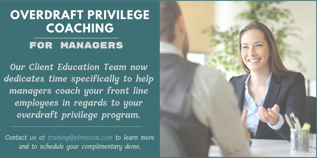 pinnstrat's tweet image. We have some exciting news for our clients 🤩 We now offer ODP Coaching for your branch managers.

Send us an email to learn more!

#overdraftprivilege #THEbusinessforbetterbanking