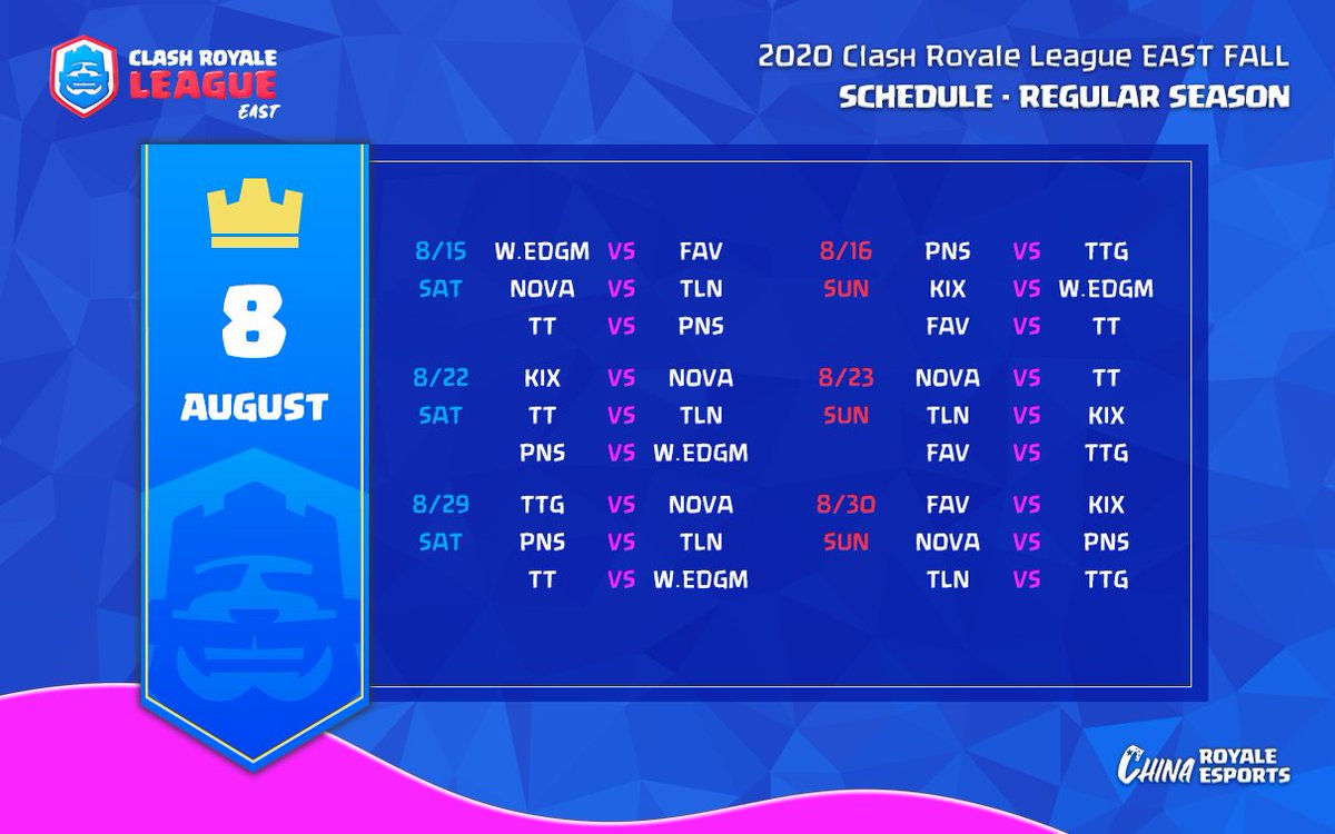 #CRLEAST Fall Season August Schedule