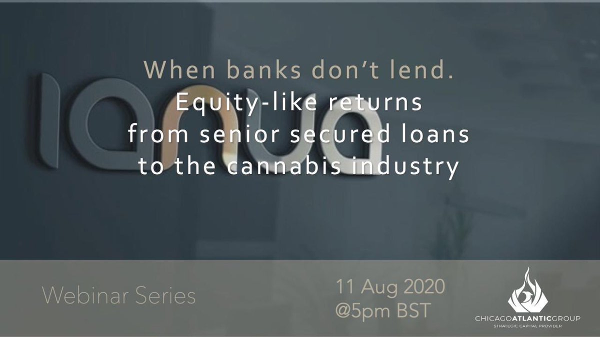 Don't Miss Out: Free Webinar with Tony Cappell on the huge inefficiencies in the funding market for the cannabis industry in the US. Date: August 11th, 2020 at 5PM BST/11AM CDT Save your seat here: lnkd.in/dRixSSD