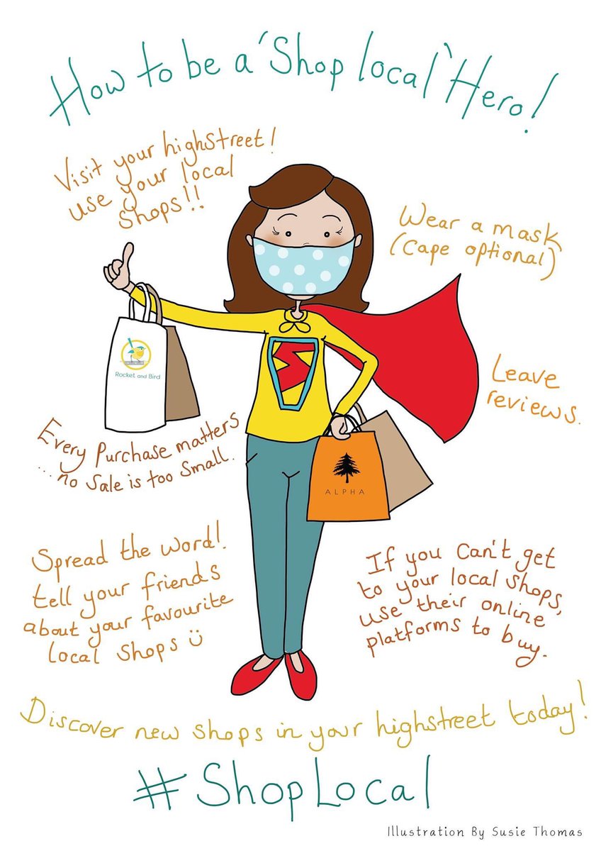 ⭐️⭐️This week is ‘Shop Local’ week! ⭐️⭐️

Are you a shop local hero? 

#EnjoySummerSafely and support you local shops #ShopLocal #ShopLocalWeek 

When you shop with Rocket and Bird you are supporting a number of small Somerset businesses 🤗
@beisgovuk 

Illustration by Me(Susie)