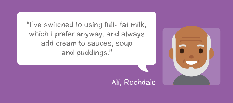 GMNandH's tweet photo. There are 65 more calories in a glass of whole milk compared to a glass of skimmed milk. Swapping to #wholemilk can make a difference to someone's #malnutrition risk #nutritionmatters #staywell #BeLikeAli https://t.co/ynk6fjrr4N