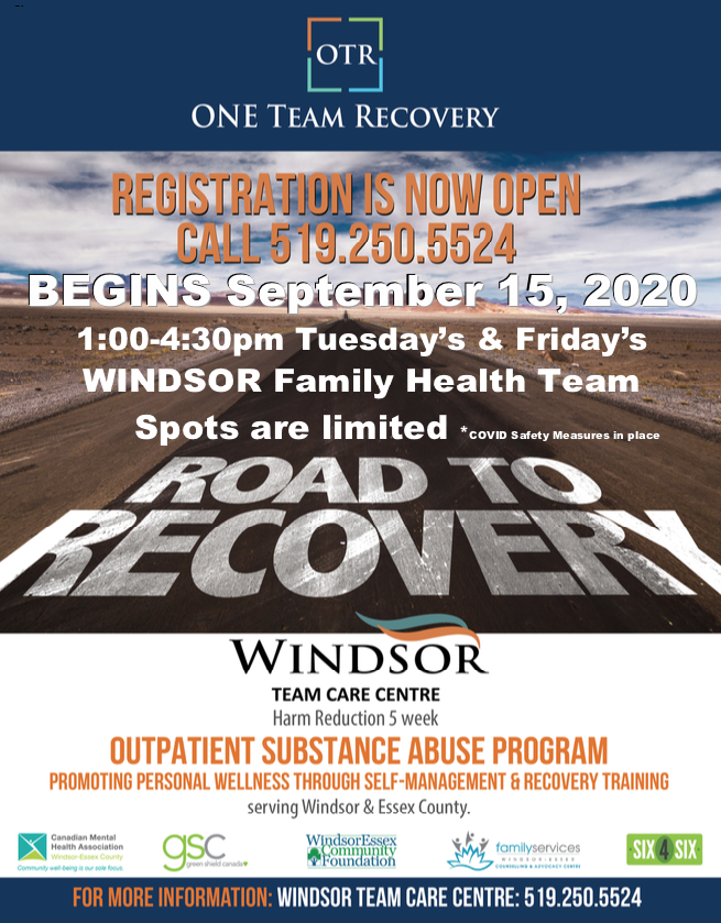 TeamCentre's tweet photo. One Team Recovery starts September 15th! Call today to register: 519-250-5524 https://t.co/oUebqaY42o