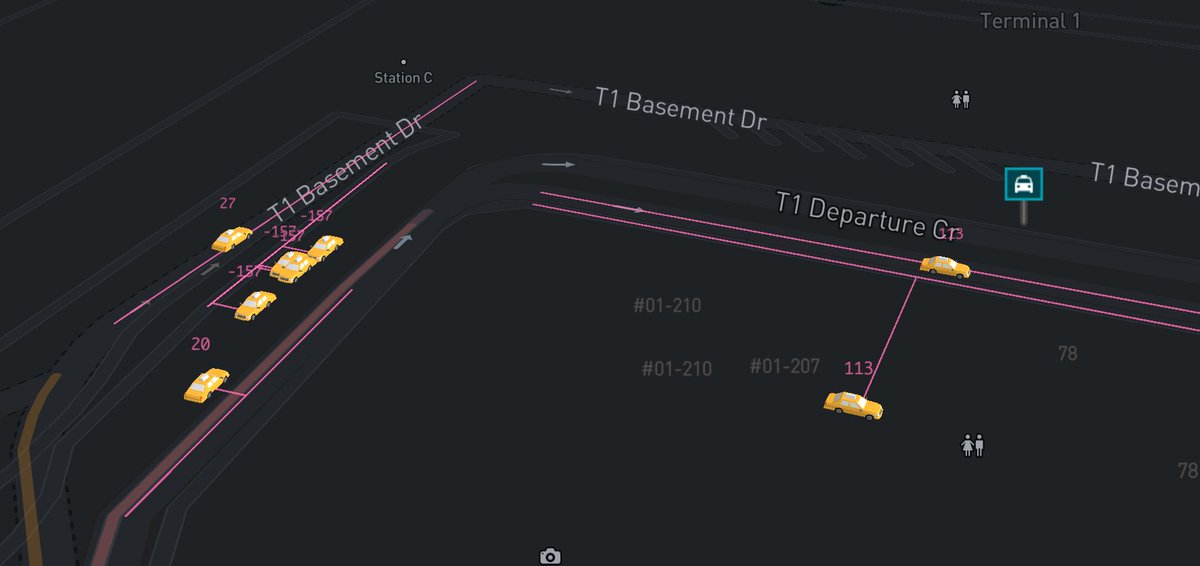 cheeaun's tweet photo. Yes, the code calculates the angle/bearing based on the nearest point on the nearest road. Also try to preserve the *direction* of the road assuming the lines are ordered correctly.
The Suntec one is quite funny 😂
#deckgl #madewithmapbox https://t.co/4BwPV1Sv0u