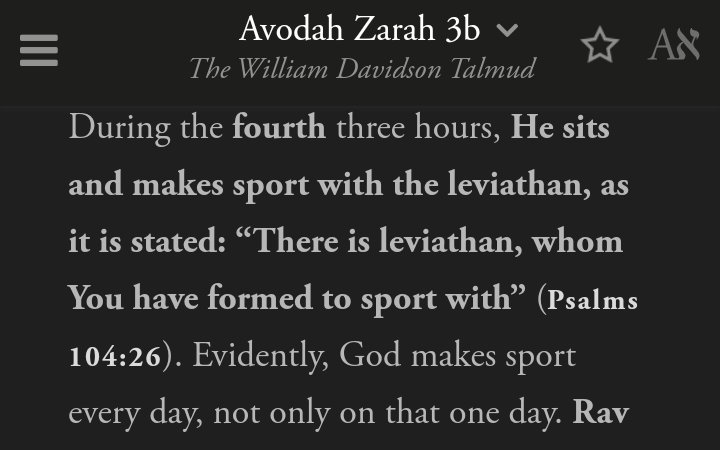 God plays with the Leviathan daily.For anyone wanting to compare, 2nd translation from Halakhah  https://halakhah.com/zarah/index.html the footnotes occasionally hide a secret.Avodah Zarah Talmud Thread