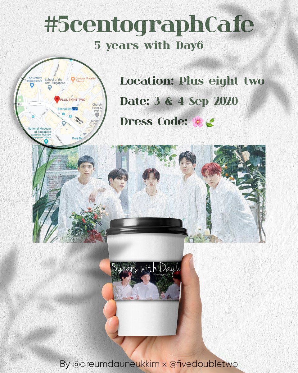 areumdauneukkim's tweet photo. #5centographCafe #5YearsWithDay6 #DAY6 #데이식스
🗓3-4 Sep 2020 (THU-FRI)

Celebrating 5 years with 🐻🐥🦊🐰🐶
📍Plus Eight Two SG

Do drop me a DM if you'd like to
🍋 reserve PCs
🍋 give out FS
Do update your FS info here!
https://t.co/WZAorDhxrK
 
See y'all at the cafe! ❤️ https://t.co/89vmzC8lNl