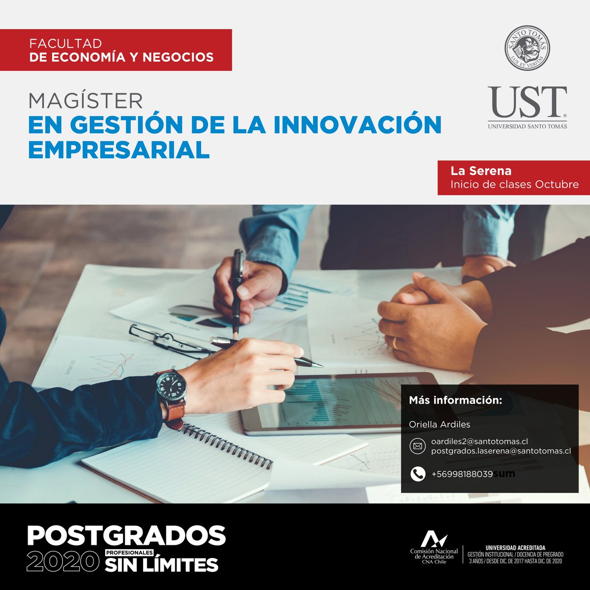 marcelochacana's tweet photo. Prepárate para Innovar: Mag. Gestión de la Innovación Em... @PostgradosUST en La Serena @SantoTomasLS inicio Oct 2020 + información y alternativas financiamiento:  Oriella Ardiles oardiles2@santotomas.cl +56998188039 @c_arayap @JimenezCangas @gorecoquimbo @CORECoquimbo @Adriaval https://t.co/PhraJ3tg5l