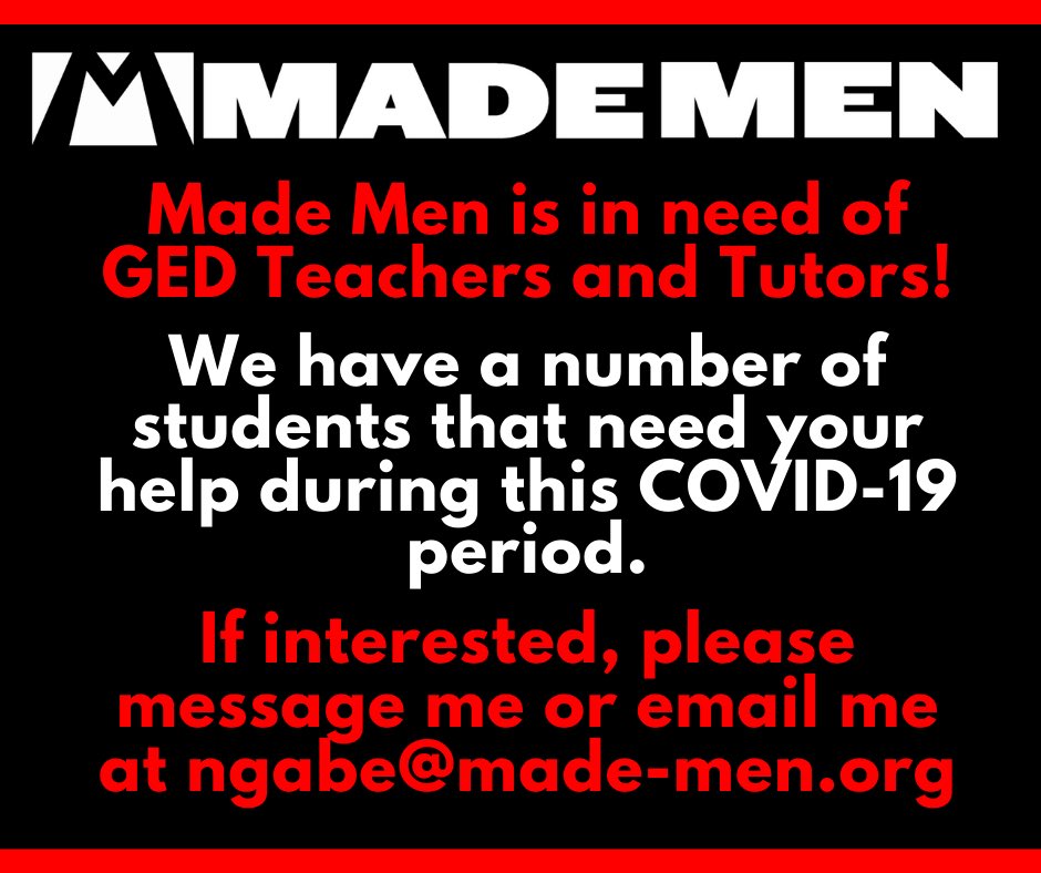 MadeMenKCK's tweet photo. We need your help!
#GEDStrong https://t.co/JPRvmaYkpy