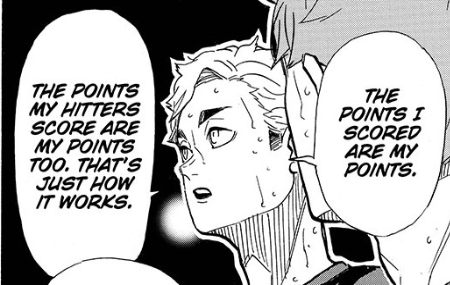 "me getting the award for Best Setter is proof of my spiker's power" vs. "my points are mine, and your points are also mine"